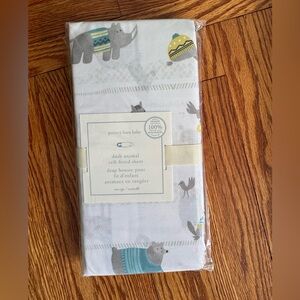 Pottery Barn White and Gray Dash Animal Crib fitted Sheet